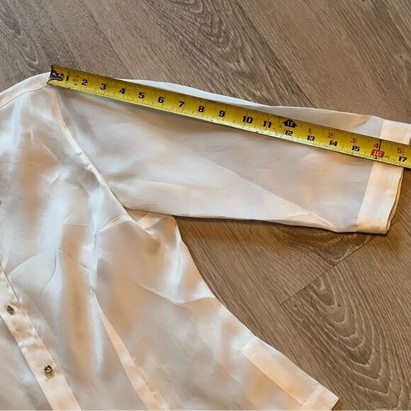 Harold's Silk Ivory Jewel Diamond Button Hem Dressy Cocktail Party Blouse S - Picture 10 of 11